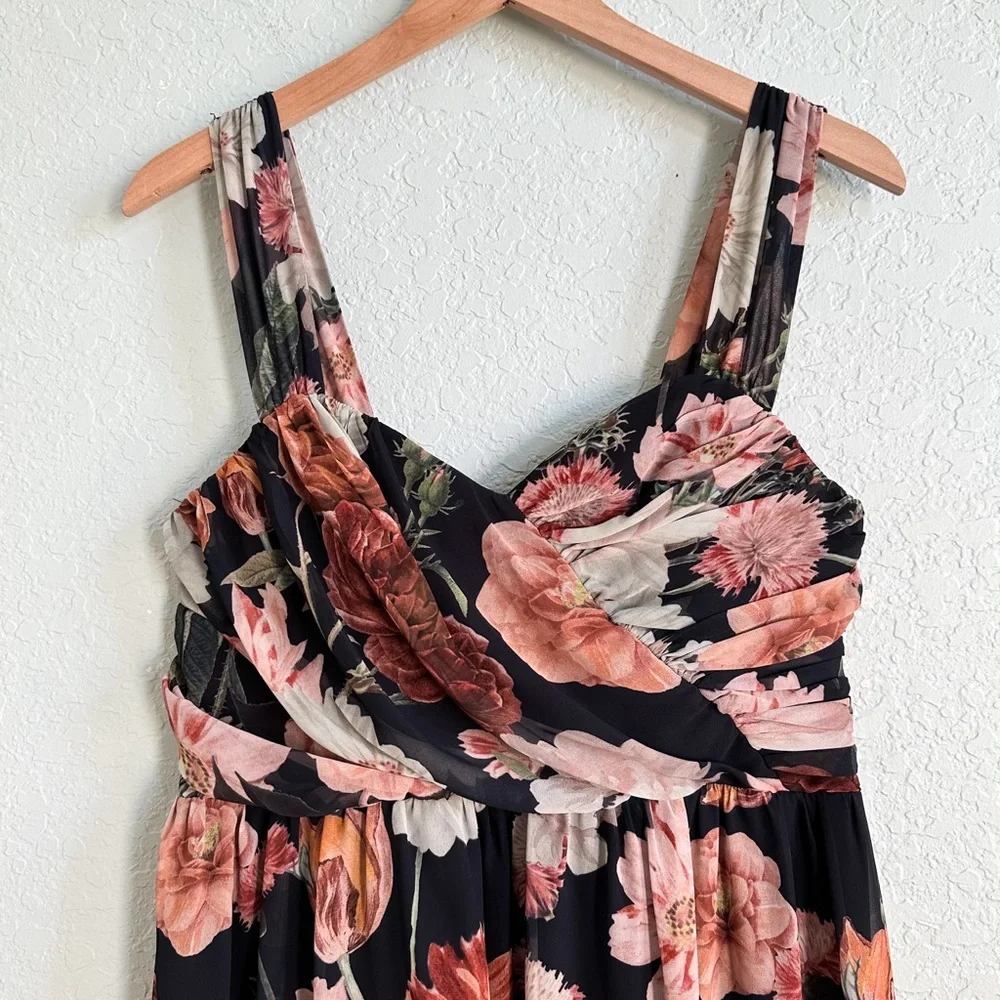 Asos•Sleeveless Floral Evening Party Midi Dress - Picture 3 of 12